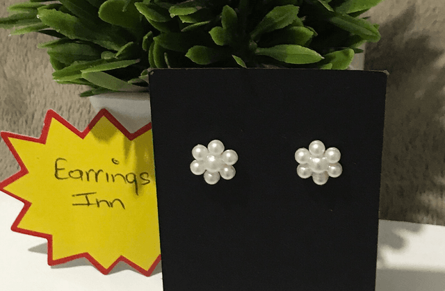 White Stud Earrings - STU107A