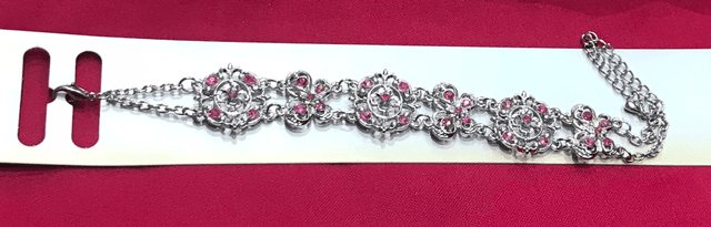 Pink - Silver Coloured Bracelet- BRA33