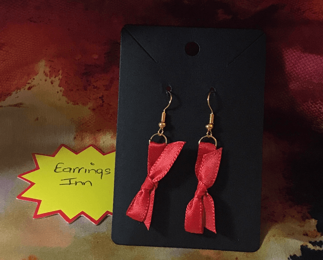Red Plain Fabric Earrings - PFE19