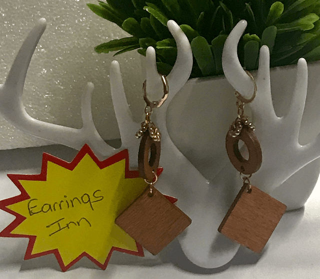 Brown Wood Dangling Earrings - SWDE100