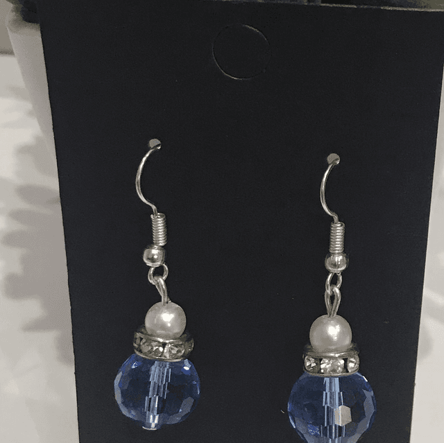 Blue/White Gloss Dangling Earrings- BWG128