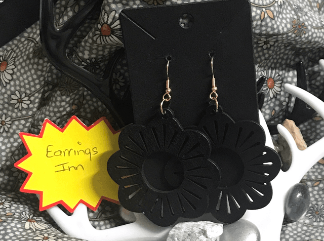 Black Wood Dangling Earrings-SWDE96
