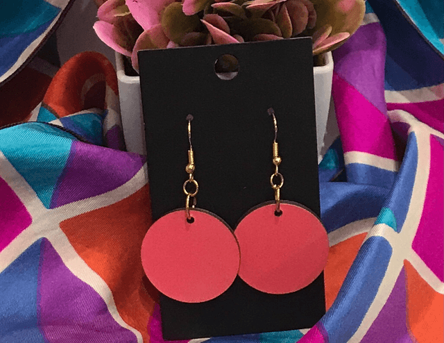 Pink Wood Dangling Earrings- SWDE01 